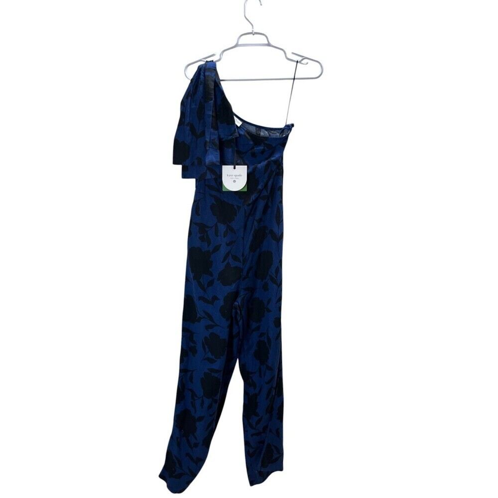 Kate Spade Romper Size 2 Women's Navy Black Floral One Shoulder Linen xTarget